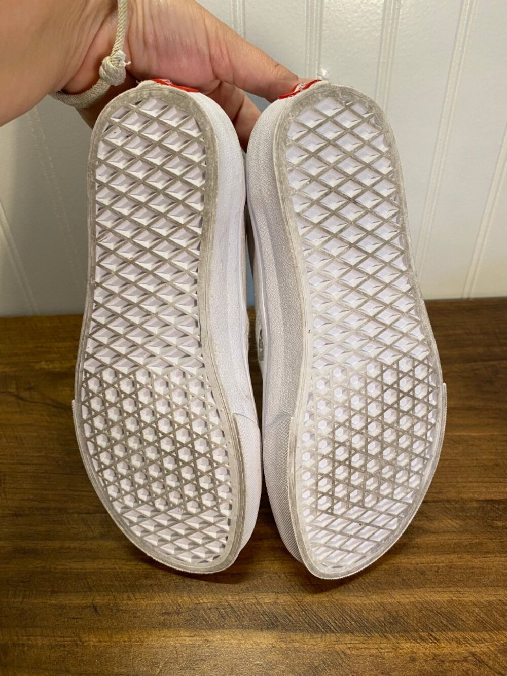 Vans - Classic Slip-On Custom Gray and White Checkerboard Shoes - Women's Size 7 - Picture 8 of 13